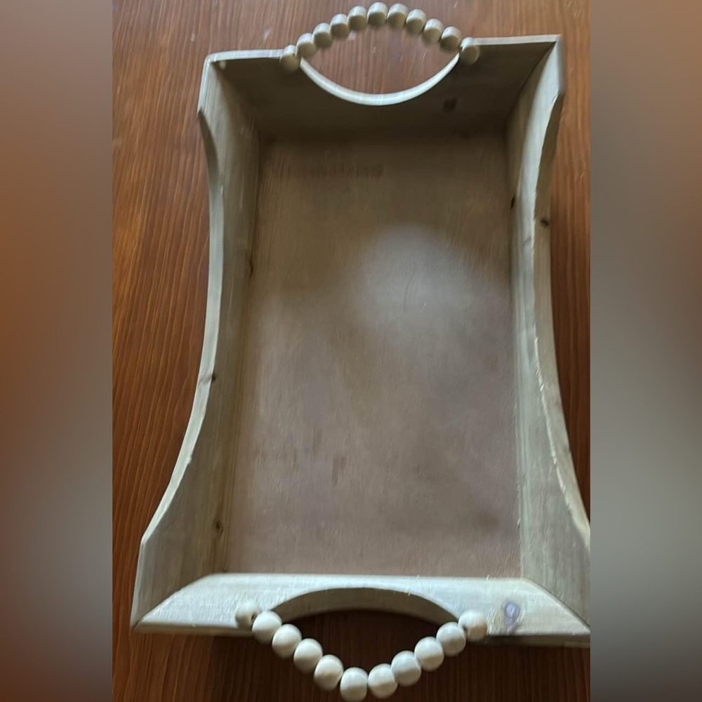 Wooden tray from hobby lobby 21” X 13 1/2 inches.